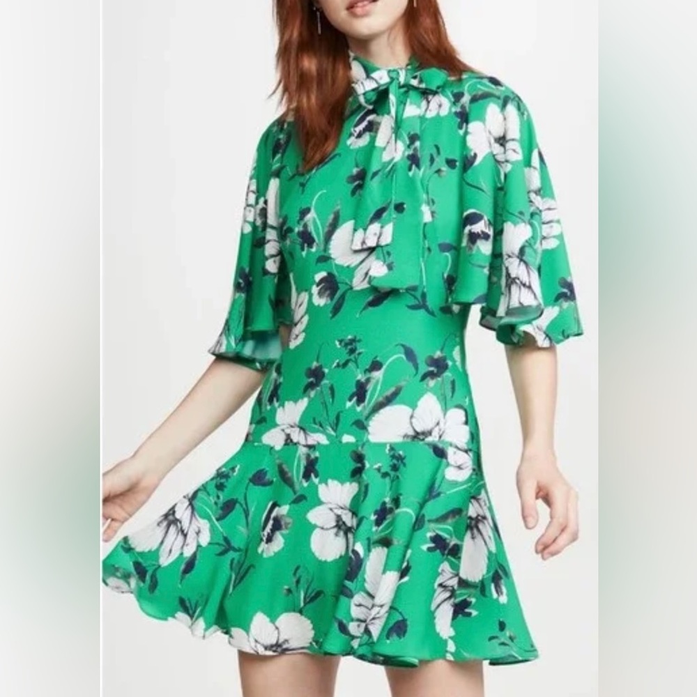 Black Halo green floral dress